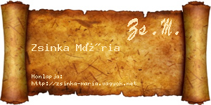 Zsinka Mária névjegykártya